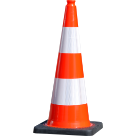 75-cm traffic cone with a 5.2-kg black weighted base made of recycled PVC